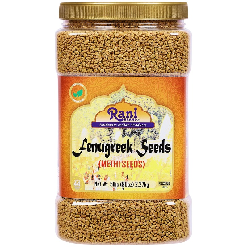 Rani Fenugreek (Methi) Seeds Whole 80Oz (5Lbs) 2.27Kg Bulk Pet Jar, Trigonella Foenum Graecum ~ All Natural | Vegan | Gluten Fri