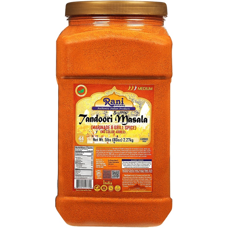 Rani Tandoori Masala (Natural, No Colors Added) Indian 11-Spice Blend 80Oz (5Lbs) 2.27Kg Bulk Pet Jar ~ Salt Free | Vegan | Glut