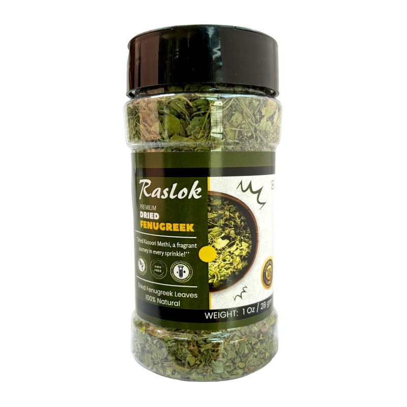 Raslok Dried Fenugreek Spice Leaves Herbs All Natural Kasoori Methi | 1Oz – 28Gm | Popular Seasoning Indian Spices| All Natural