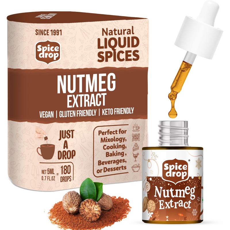 Spice Drop Nutmeg Extract – Up To 180 Drops Per Bottle | Coffee, Cooking, Baking, Dessert | Rich In Quality And Aroma | No Added