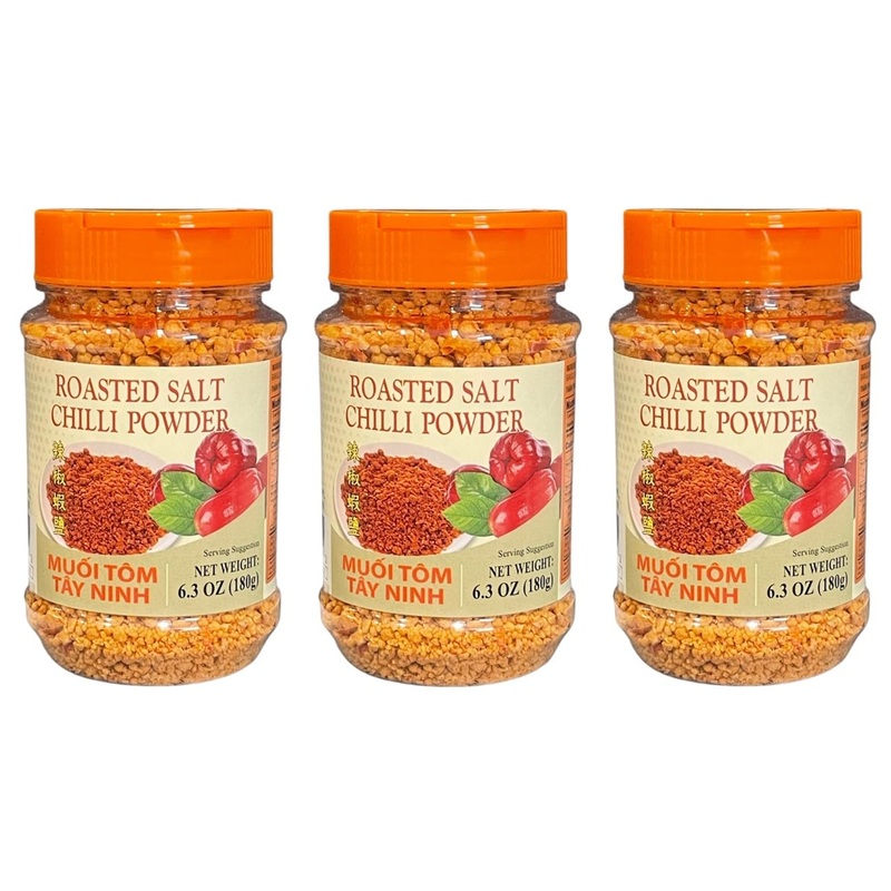 3 Packs – Roasted Shrimp Salt Chili Powder – Muoi Tom – 6.3 Oz Per Bottle With 3 Bottles Per Order