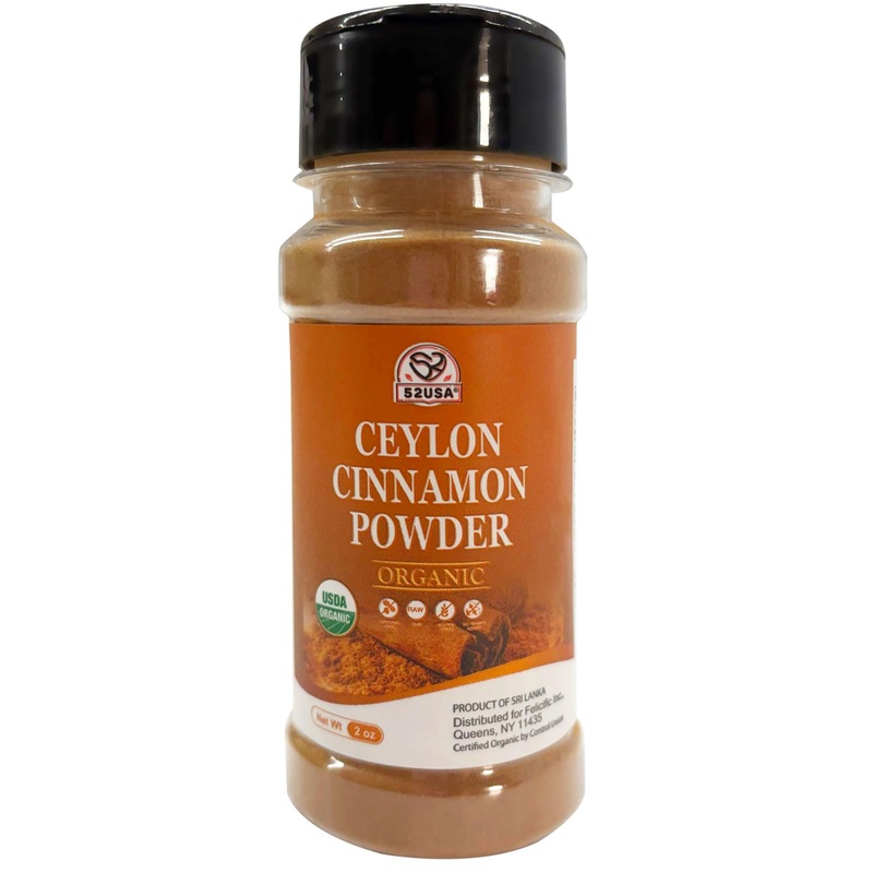52Usa Organic Ceylon Cinnamon Powder, 2 Ounce, True Cinnamon Farmed In Sri Lanka, Non-Gmo, Gluten-Free, Perfect For Baking, Cook