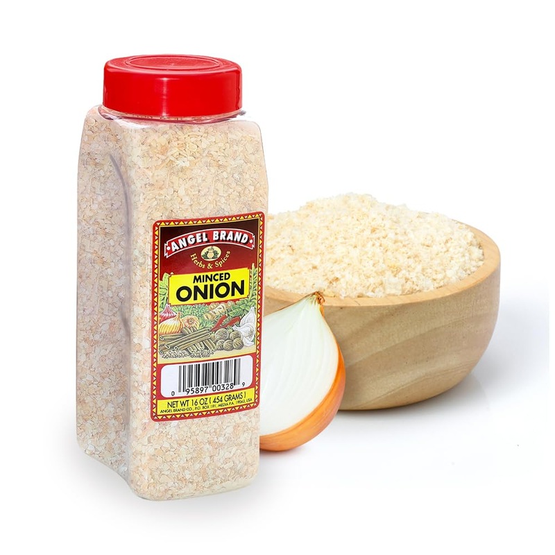 Angel Brand Minced Onion – 16 Oz Bottle – Dehydrated Dried Onion Flakes, Perfect For Cooking, Seasoning, And Recipes.