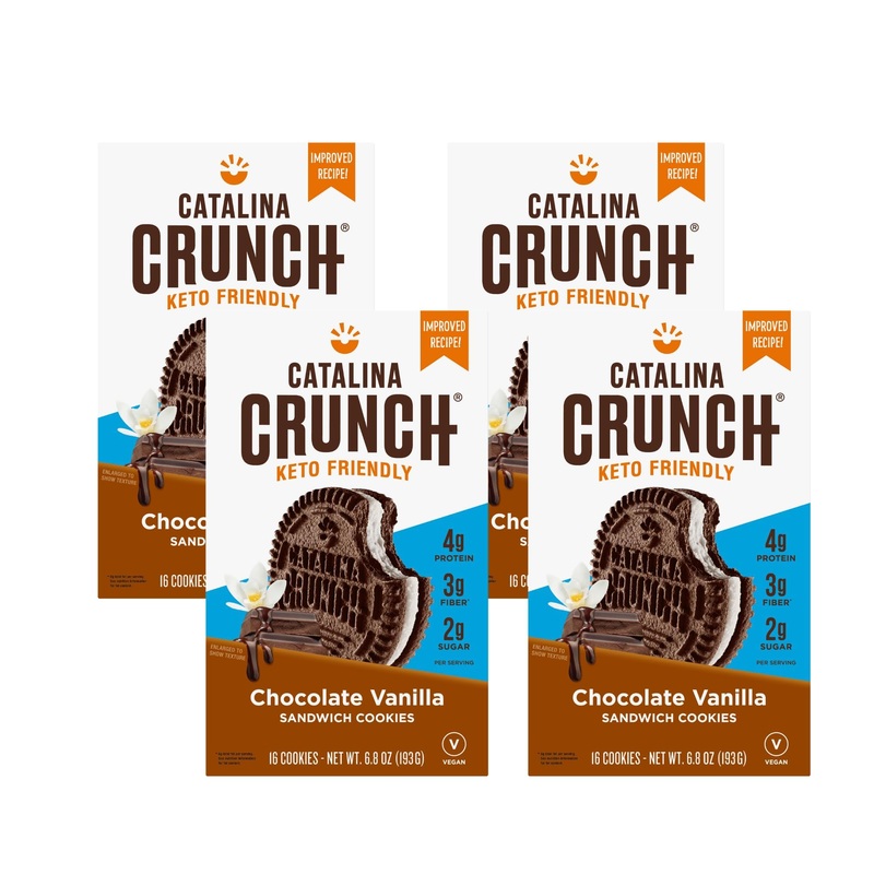 Catalina Crunch Keto Cookies Chocolate Vanilla Flavor – Low Carb, Low-Sugar Snacks – Pack Of 4