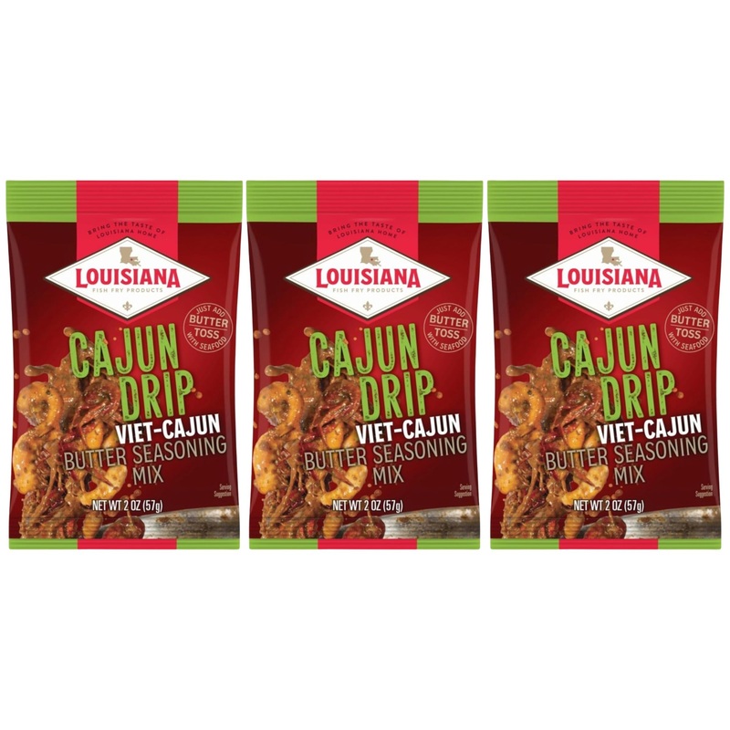 Louisiana Fish Fry Cajun Drip Viet-Cajun Butter Seasoning Mix – Seasoned Butter Sauce For Seafood – 2 Oz. Bag (Pack Of 3) – Just