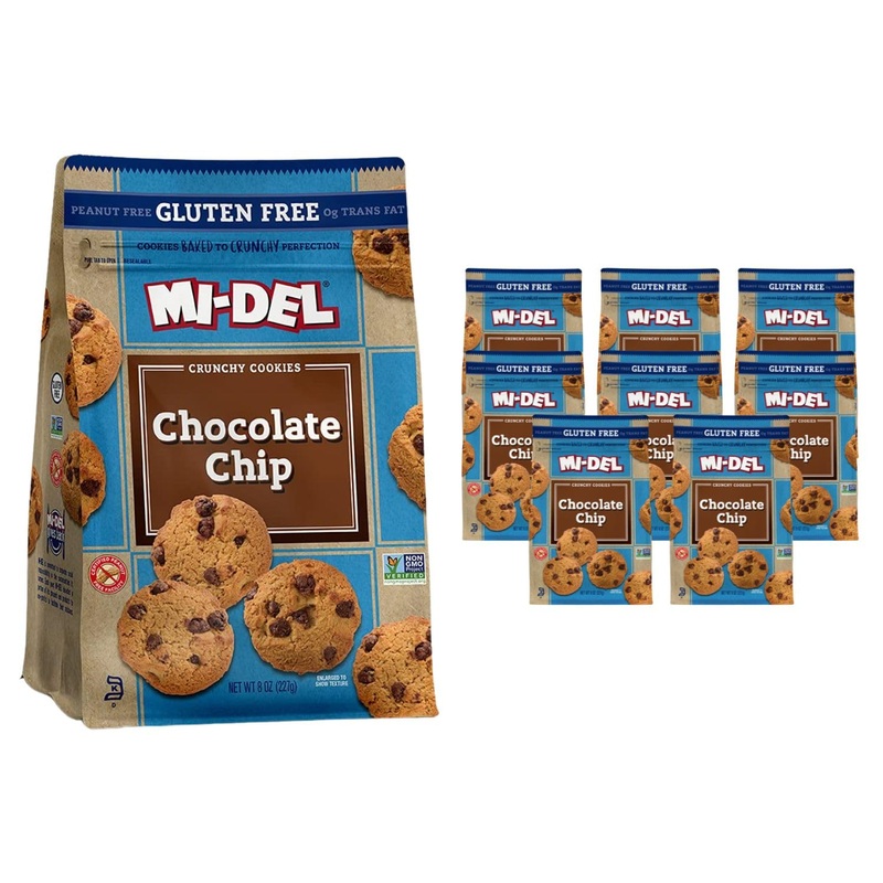 Mi-Del Chocolate Chip Cookies Gluten Free – Crunchy Chocolate Cookies – Non-Gmo Certified, 0G Trans Fat, Healthy Cookies (Pack O