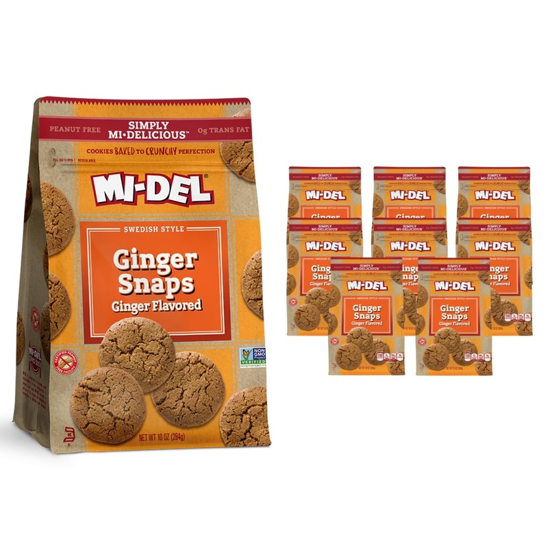 Mi-Del Ginger Flavored Snaps – Crunchy Ginger Cookies – Swedish Ginger Snaps Cookies Old Fashioned – Non-Gmo Certified, 0G Trans
