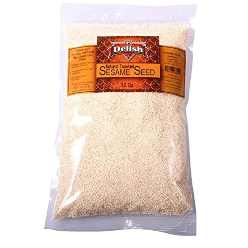 Natural Toasted Whole Sesame Seeds By It’S Delish – 12 Oz Bulk Bag – Natural Gluten-Free Fresh Oven Roasted White Sesame – Resta