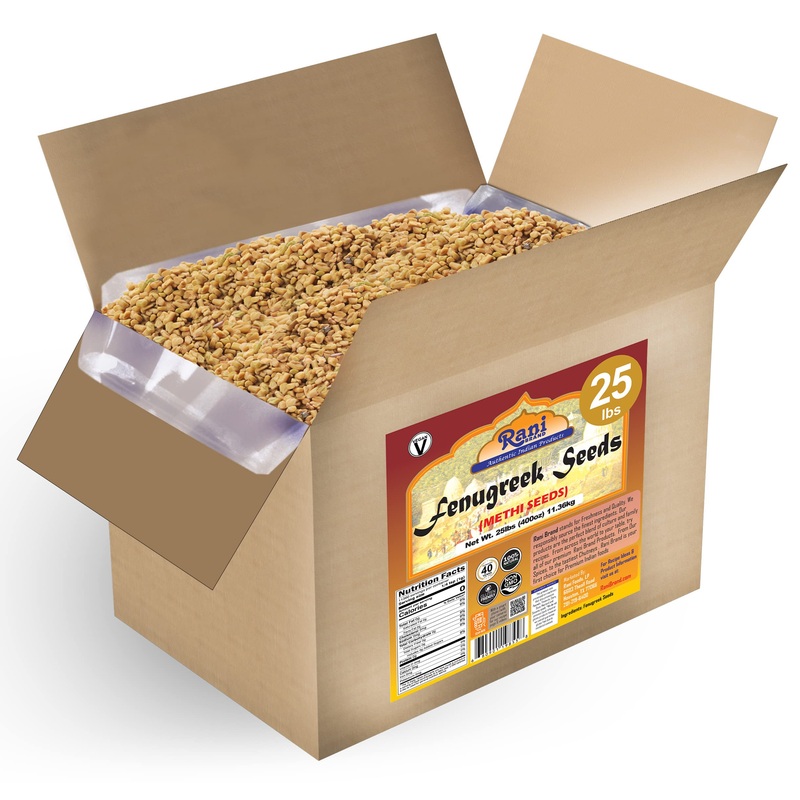 Rani Fenugreek (Methi) Seeds Whole 400Oz (25Lbs) 11.36Kg Bulk Box, Trigonella Foenum Graecum ~ All Natural | Vegan | Gluten Frie
