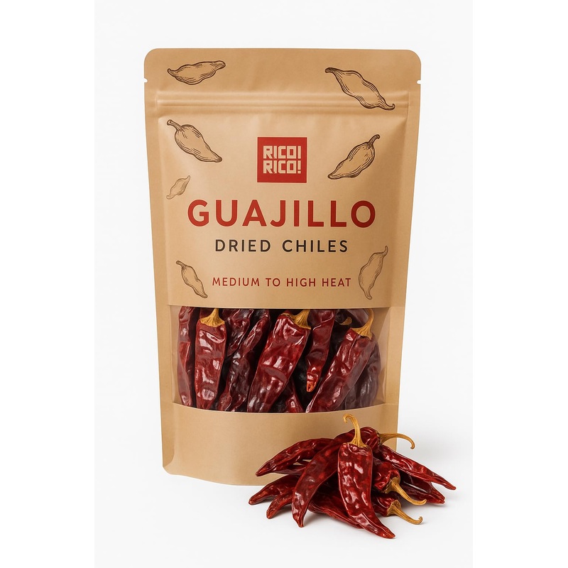 Rico Rico Dried Guajillo Chile Peppers 8 Oz – Premium Natural Mexican Chili For Mole, Tamales, Salsa & More – Mild To Medium Hea