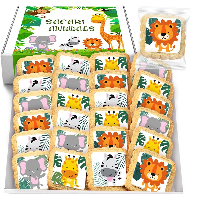 Safari Animal Cookies Theme Individually Wrapped Themed Party Favors Baby Shower 24 Pack Bulk For Birthday Party Zoo Jungle Suga