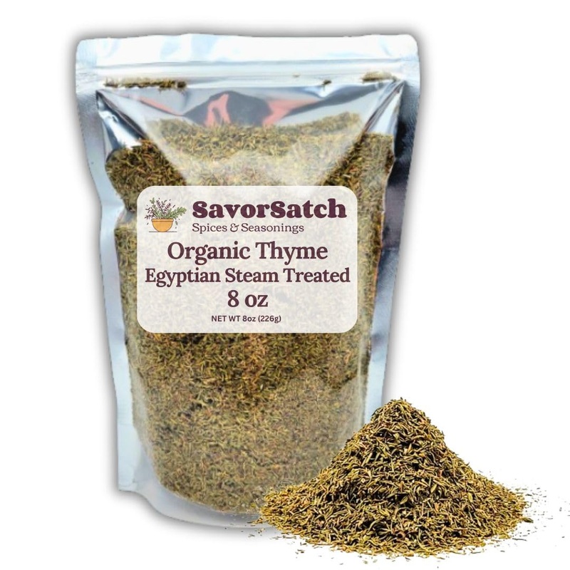 Savorsatch Organic Thyme Leaf Whole – 8Oz Resealable Pouch | Non-Gmo, Usda Certified Organic, Certified Kosher | Bulk Pack Of Dr