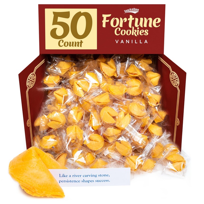 Snackathon Fortune Cookies, Individually Wrapped, Bulk Pack, Premium Usa Made (50 Count, Vanilla)