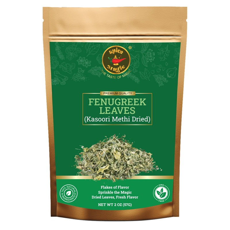 Spice Magic Fenugreek Leaves – Kasoori Methi Premium Quality, Whole And Aromatic For Seasoning, Baking, And Cooking – 2 Oz (2 Oz