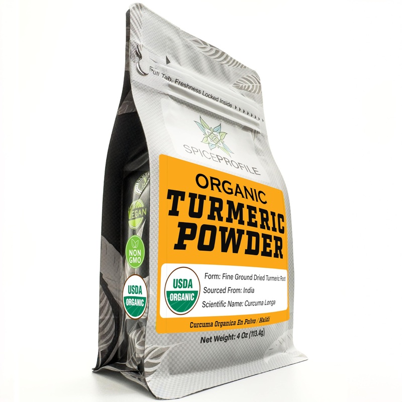 Spice Profile Usda Organic Turmeric Powder, Lab Tested For Heavy Metals, Resealable 4Oz Pouch, Haldi, C  Rcuma