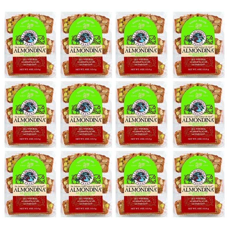 Almondina Almond Cookies, Almonduo Flavor, Roasted Almonds And Pistachios, Non-Dairy And Kosher Thin Cookies, Toasted With Natur
