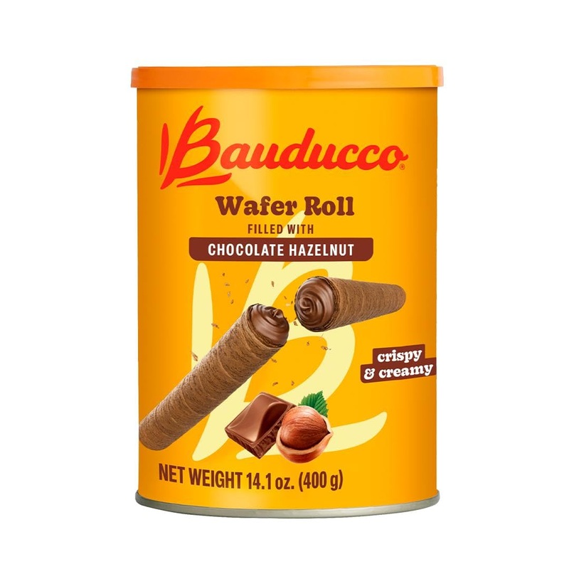 Bauducco Chocolate Hazelnut Wafer Rolls, 14.1 oz – Crispy Cream-Filled Gourmet Cookies, Perfect for Coffee & Gift Baskets