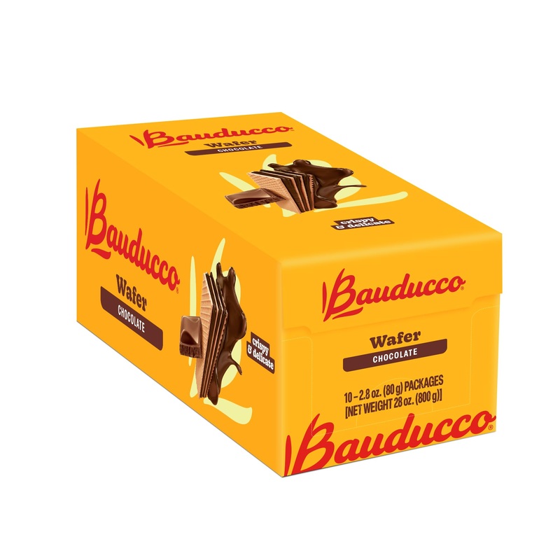 Bauducco Wafer Cookies, Chocolate, 28 Oz (Pack Of 10) – Crispy Layered Wafers With Rich Strawberry Cream Filling – Indulgent Swe