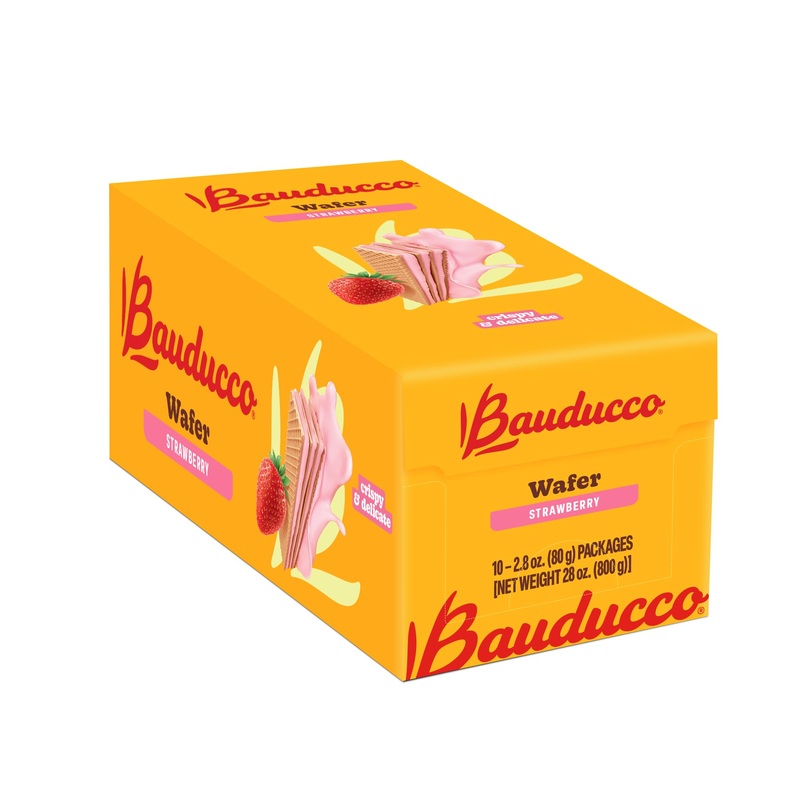 Bauducco Wafer Cookies, Strawberry, 28 Oz (Pack Of 10) – Crispy Layered Wafers With Rich Strawberry Cream Filling – Indulgent Sw