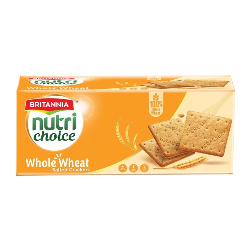 Britannia Nutri Choice Whole Wheat Salted Crackers 7.05Oz (200G) – Healthy Breakfast & Tea Time Snacks (Pack Of 1)