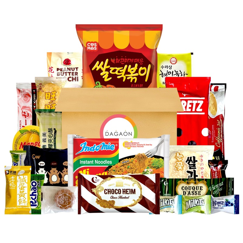 Dagaon Asian Snack Box 22 Count – Snacks From Korea, Japan, China, Indonesia, Taiwan, Vietnam, Etc. Assortment Of Chip, Ramen, B