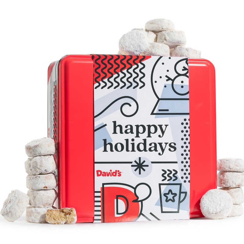 Davids Cookies Butter Pecan Meltaways Flavored Cookies With Crunchy Pecans In A Happy Holidays Themed Tin Gift Box – Deliciously