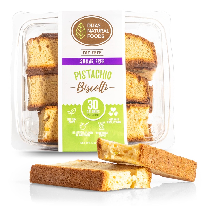 Dijas Natural Foods, Crunchy Sugar-Free Biscotti Cookie, Natural, Fat Free, Preservative Free Ingredients, Delicious Low Calorie