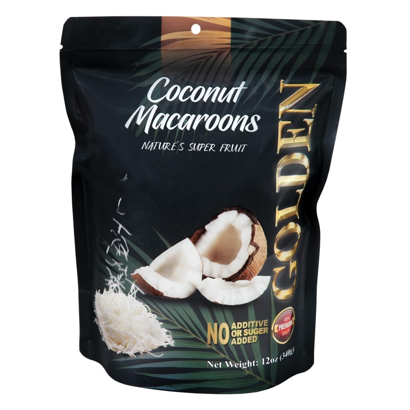 Golden Premium Quality Coconut Macaroons Slices – 12 Oz (340 G), Natural Super Fruit With No Additives Or Sugar Added In A Resea