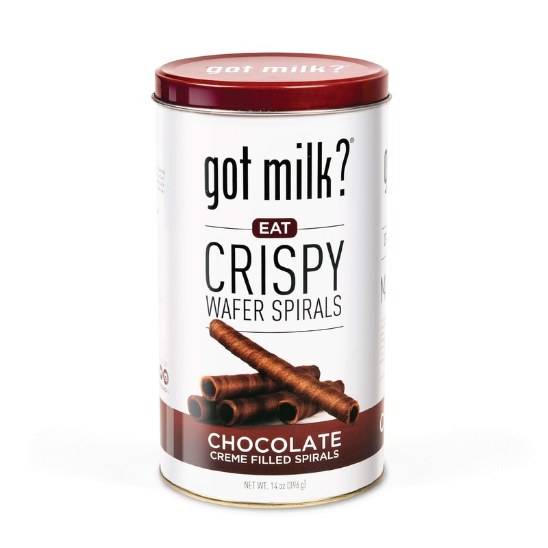 Got Milk Wafer Spirals, Chocolate, 14 Oz. Tin With 36 Rolls, Delicious Rolled Wafer Rolls With Filling, Chocolate Wafer Cookies