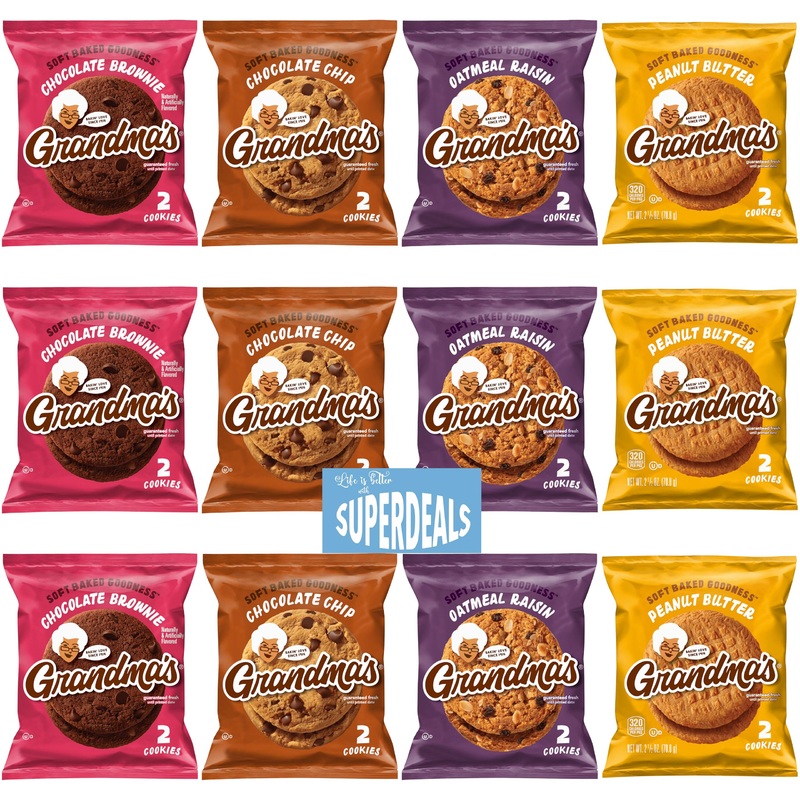 Grandma’S Cookies, Variety Pack, (Pack Of 12) Bundled By Superdeals, 2.50 Oz Bag, With Mystery Gift 3 Chocolate Chip, 3 Chocolat