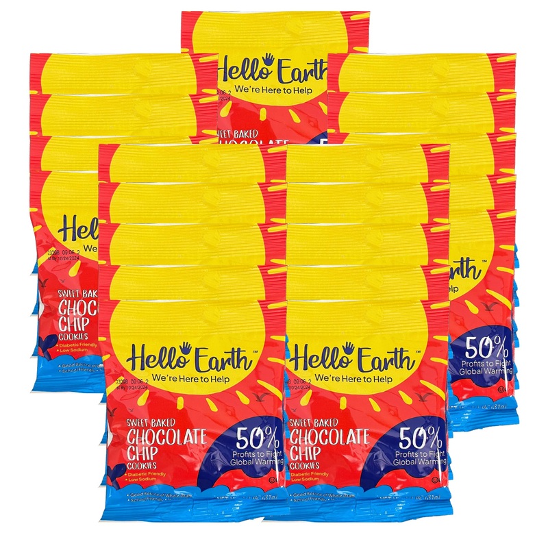 Hello Earth Sweet Bakes Chocolate Chip Cookies Low Sodium And Diabetic Friendly, 1.1 Ounce (Pack Of 20)