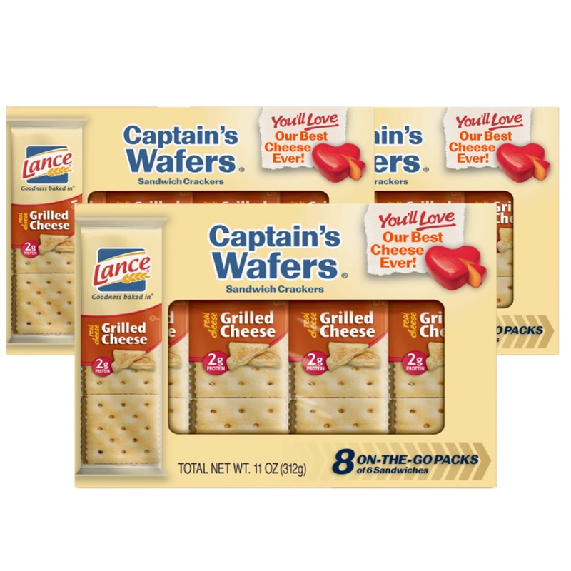 Lance Captain’S Wafers Crackers Grilled Cheese – 3 Boxes Of 8 Individual Packs
