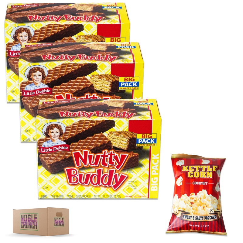 Little Debbie Nutty Buddy (3, 24Ct Packs) – Sweet And Salty Kettle Corn (5.5Oz) – 4 Items Total