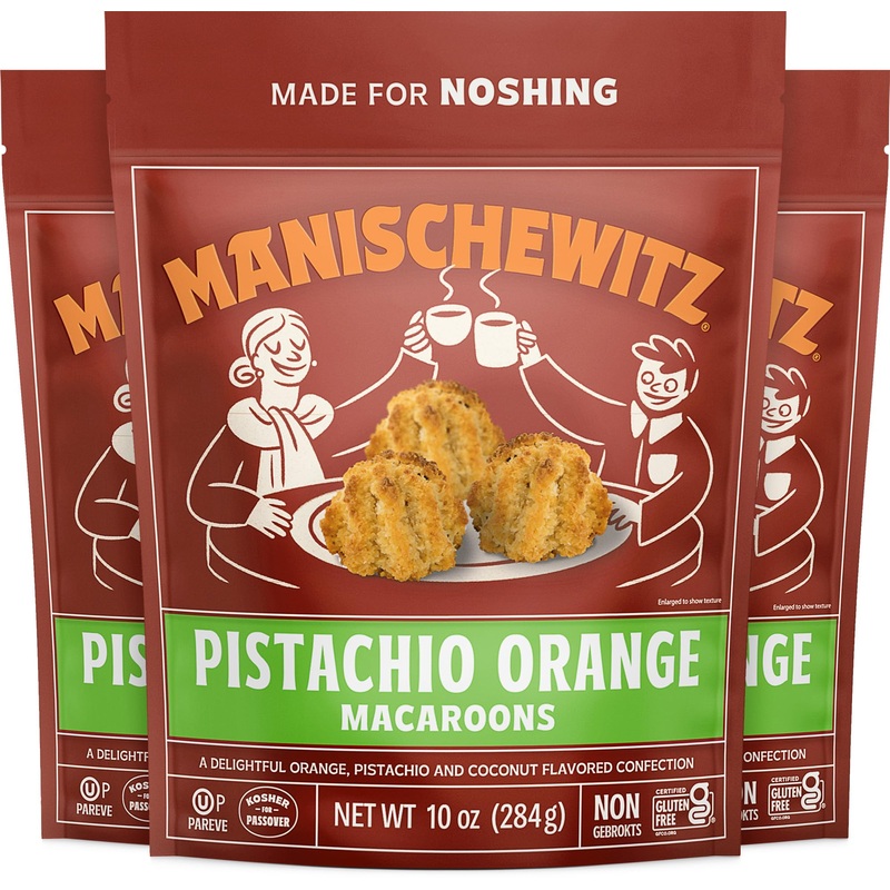 Manischewitz Pistachio Orange Macaroons, 10 Oz (3 Pack) | Coconut Macaroons | Resealable Bag | Dairy Free | Gluten Free Coconut