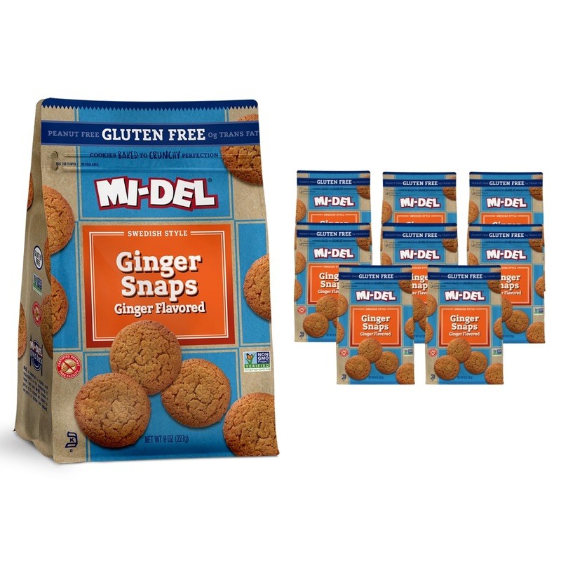 Mi-Del Ginger Snaps Cookies Flavor – Non Gmo Certified, 0G Trans Fat Gluten Free Cookies (Pack Of 8)