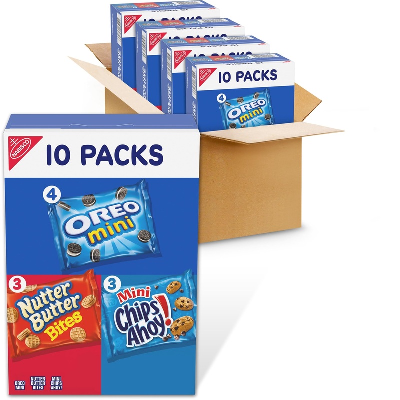 Nabisco Cookie Variety Pack, Oreo Mini, Nutter Butter Bites, Chips Ahoy! Mini, 40 Snack Packs (4 Boxes)
