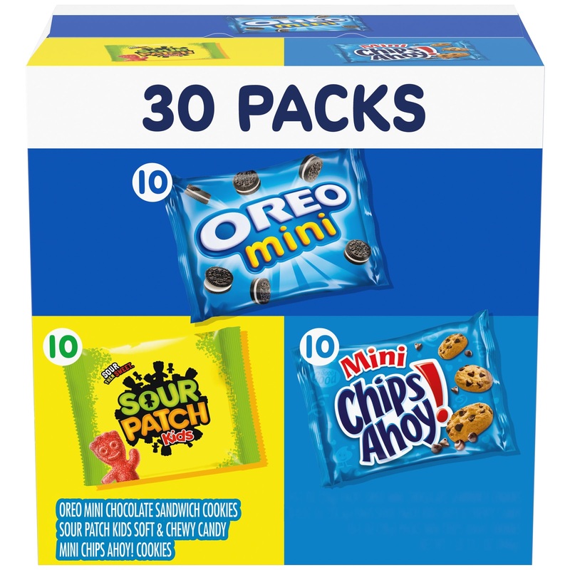 Nabisco Cookies & Candy Variety Pack, Sour Patch Kids Candy, Oreo Mini Cookies, And Mini Chips Ahoy! Cookies, 30 Snack Packs