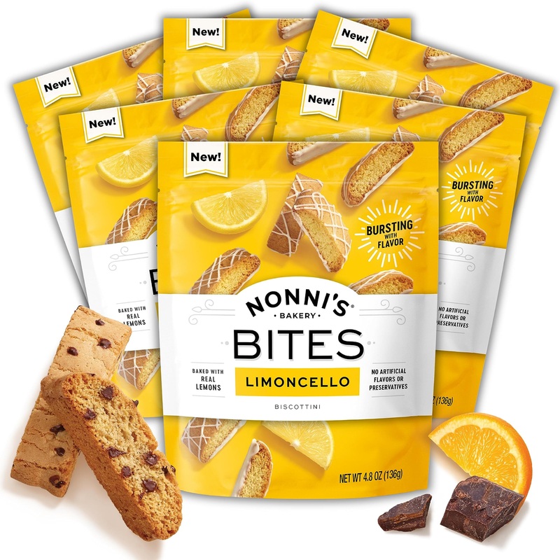 Nonni’S Biscotti Style Bite Sized Twice Baked Crispy Cookie Bites – Kosher – 4.8Oz, Limoncello Biscottini (Pack Of 6)