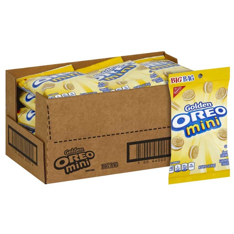 Oreo Nabisco Golden Mini Sandwich Cookies, 3 Ounce — 12 Per Case.