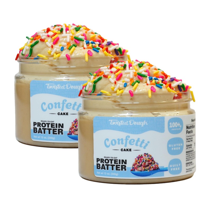 Twisted Dough – 2 Pack Confetti Batter Protein Cookie Dough | Healthy Ready To Eat Dessert | 100 Grams Of Whey Protein In Each J