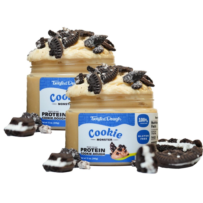 Twisted Dough – 2 Pack Cookie Monster Protein Cookie Dough | Healthy Ready To Eat Dessert | 100 Grams Of Whey Protein In Each Ja