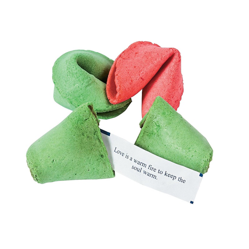 12 Ounces Christmas Red & Green Wrapped Fortune Cookies – 50 Pieces – Great For Holiday Parties, Christmas Parades And Stocking