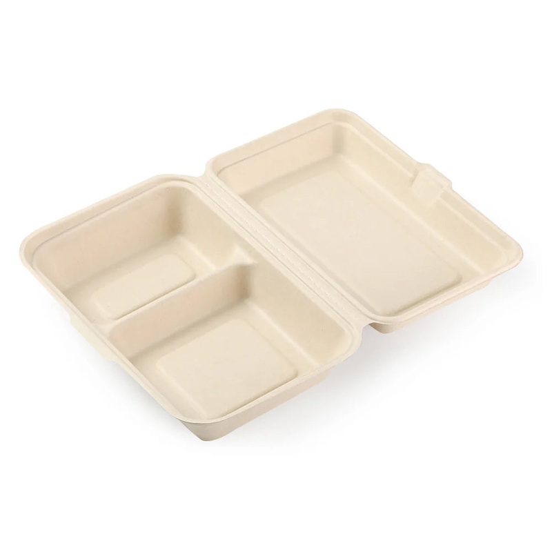 6″ x 9″ x 3″ Bamboo 2-Compartment Take-Out Containers – 50 Containers