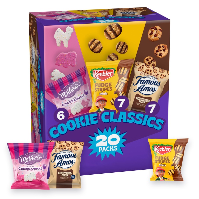Assorted Cookie Classics Variety Pack – Mothers Circus, Keebler Fudge Stripes & Famous Amos, 20 Pouch Box, 20 Oz