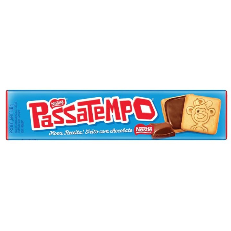Brazilian Corner Biscoito Passatempo Recheado Sabor Chocolate130G | Strawberry Filled Cookie 4.58 Oz | Chocolat Filled Cookie 4.