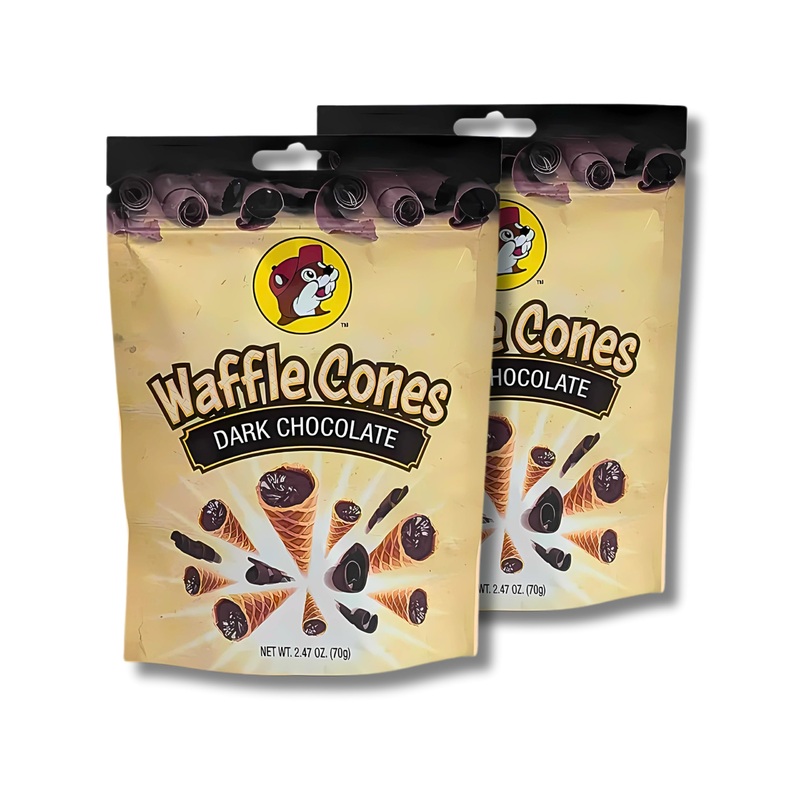 Buc-Ee’S Mini Chocolate Waffle Cones, 2 Pack | Chocolate Waffle Cones | Buc-Ee’S Snacks | Crispy Waffle Cone (Dark Chocolate (2