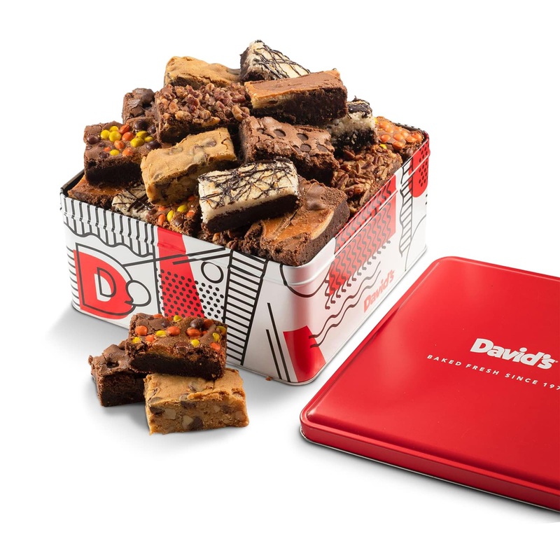 David’S Cookies Assorted Brownies Gift Tin – 20 Slices Of Individually Wrapped Gourmet Brownies – Delicious Variety Of Flavors,