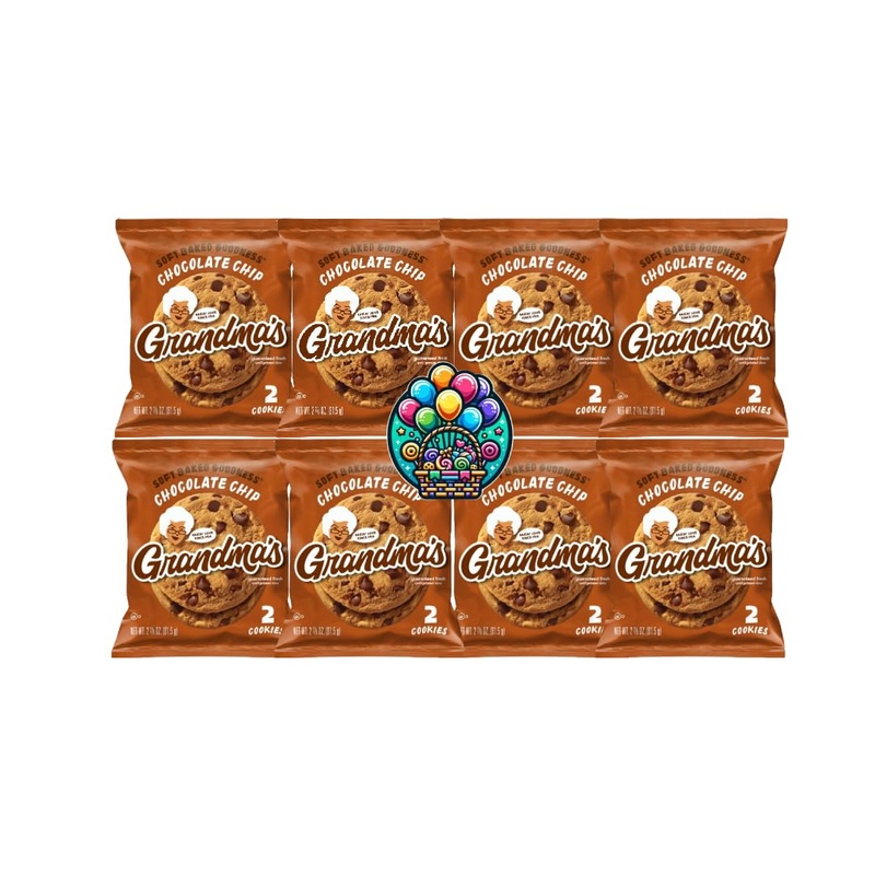 Grandma Cookies Chocolate Chip – Pack Of 8 (2.12Oz Each) For Halloween, Christmas And More In A Nikan Supplies Bag