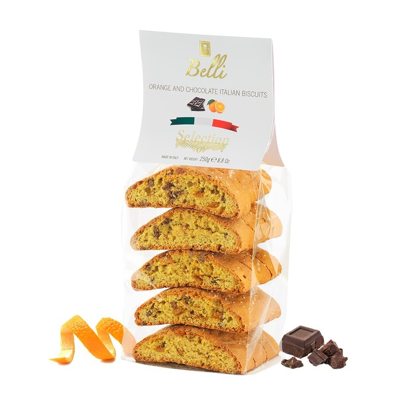 Italian Orange And Chocolate Biscotti | Made In Tuscany, Italy | Belli Traditional Semi Soft Biscuits