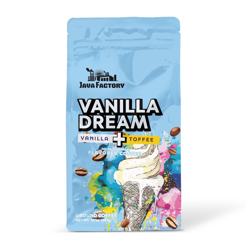 Java Factory Vanilla Dream Flavored Ground Coffee Bag – Vanilla And Butter Toffee Brew, Made With 100% Arabica Beans – Flavor En
